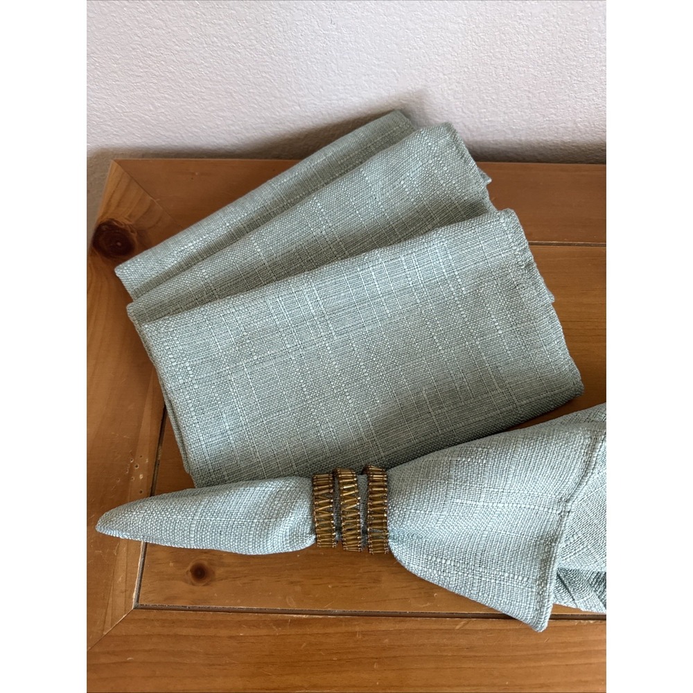 Ralph Lauren Holland Dinner Napkins Sage Gr Polyester Dobby Slub Textured 19x19‎